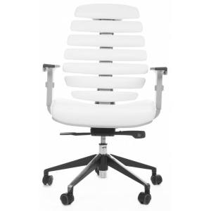 kancelárska stolička FISH BONES šedý plast, biela koženka_