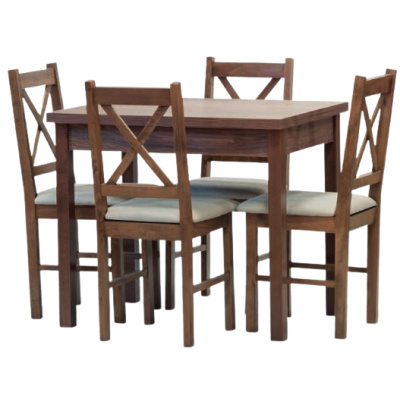 Jídelní set stůl BINGO rozkládací / 4 ks židlí TERA Dub vintage