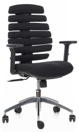 kancelárska stolička FISH BONES čierny plast, čierna látka 26-60_