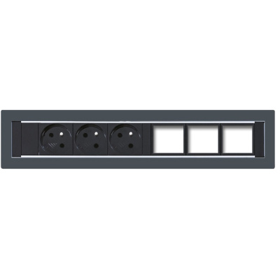 Konfigurovateľný pevný panel, 3x el. zásuvka, 3x voľný slot pre 3 až 6 konektorov - KPP 6