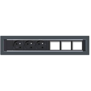 Konfigurovatelný pevný panel, 3x el. zásuvka, 3x volný slot pro 3 až 6 konektorů - KPP 6