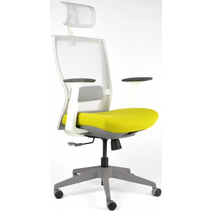 Kancelářská židle M5 bílý plast, zeleno-šedá, č. AOJ1489