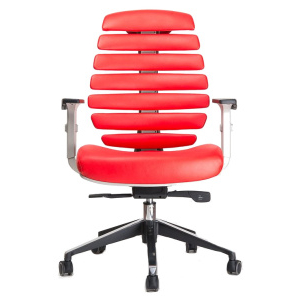 kancelárska stolička FISH BONES sivý plast, červená koža - posledný kus BRATISLAVA