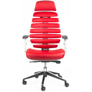 kancelárska stolička FISH BONES PDH sivý plast, červená koža - posledný kus BRATISLAVA