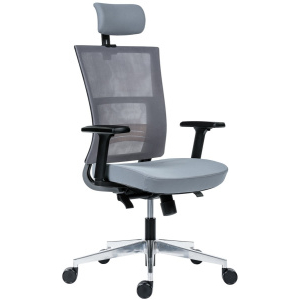 kancelárska stolička NEXT PDH, sivá sieťovina, sivá látka_