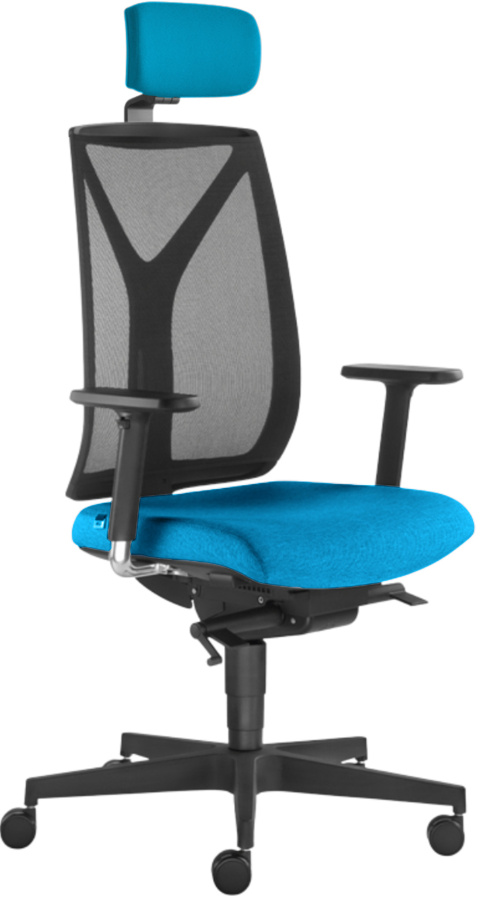 Kancelářská židle LEAF 503-SYS s podhlavníkem, modro-černá