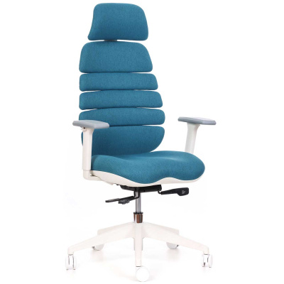 Kancelárska stolička SPINE s PDH biely plast tyrkysová LS2-23