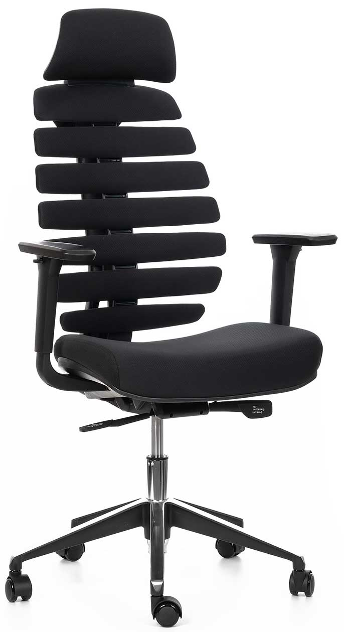 Levně MERCURY kancelářská židle FISH BONES PDH černý plast, černá 26-60, 3D područky