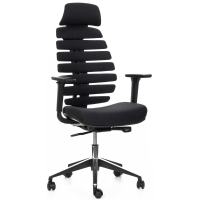 kancelárska stolička FISH BONES PDH čierny plast, čierna 26-60, 3D podrúčky