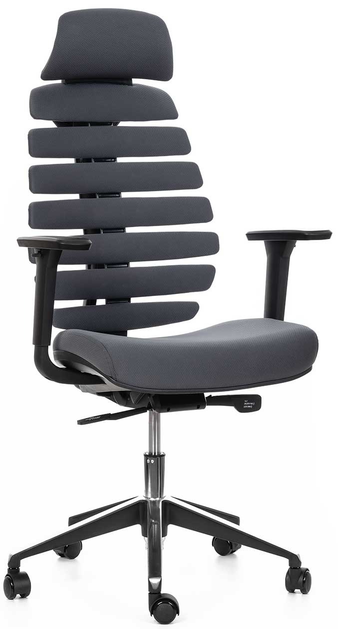 Levně MERCURY kancelářská židle FISH BONES PDH černý plast, tmavě šedá 26-60-5, 3D područky