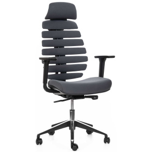 kancelárska stolička FISH BONES PDH, čierny plast, tmavo šedá 26-60-5, 3D podrúčky