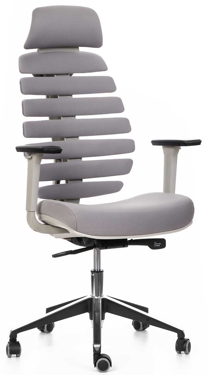 kancelářská židle FISH BONES PDH šedý plast, 26-64 šedá, 3D područky