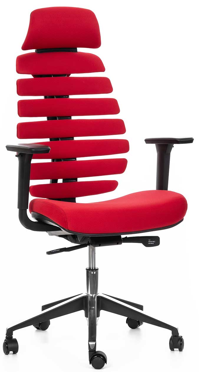 Levně MERCURY kancelářská židle FISH BONES PDH černý plast, 26-68 červená, 3D područky