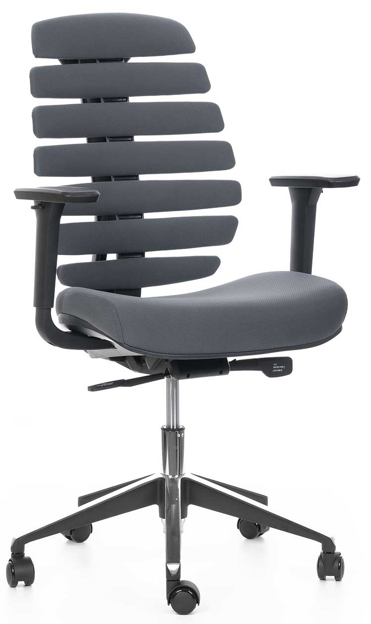 Levně MERCURY kancelářská židle FISH BONES černý plast, 26-60-5 tmavě šedá, 3D područky