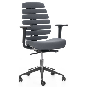 kancelárska stolička FISH BONES, čierny plast, 26-60-5 tmavo šedá, 3D podrúčky