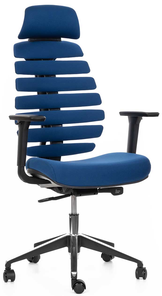 Levně MERCURY kancelářská židle FISH BONES PDH černý plast, 26-67 modrá, 3D područky