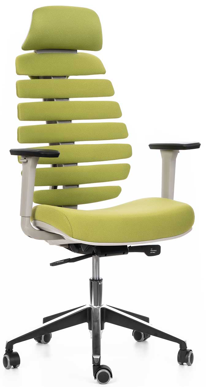 Levně MERCURY kancelářská židle FISH BONES PDH šedý plast, 26-66 zelená, 3D područky