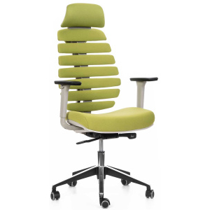 kancelárska stolička FISH BONES PDH šedý plast, 26-66 zelená, 3D podrúčky