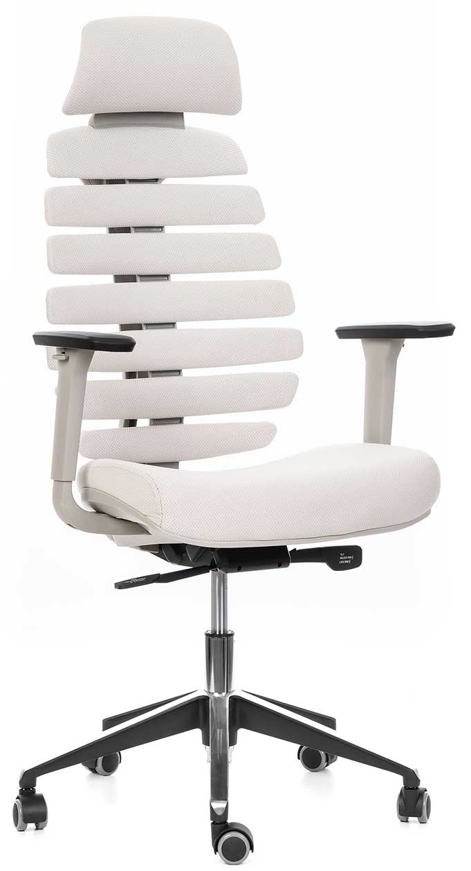 Levně MERCURY kancelářská židle FISH BONES PDH šedý plast, smetanová 26-61, 3D područky