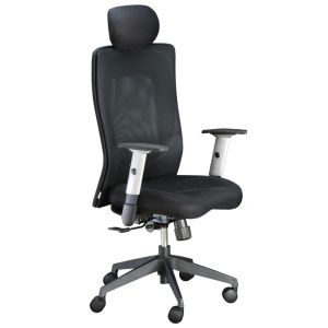 kancelárská stolička LEXA s podhlavníkom, čierna, vzorkový kus Ostrava