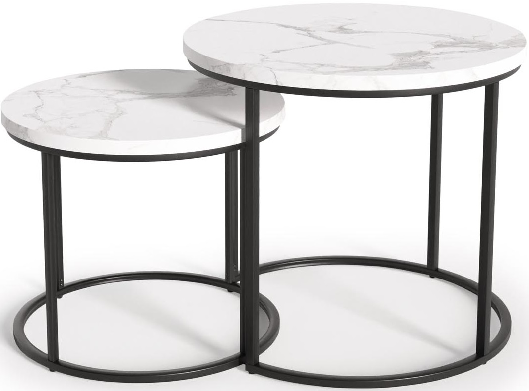 Konferenční stolek OREO kulatý, bílý mramor