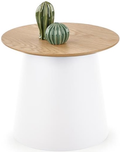Kulatý konferenční stolek AZZURA-S přírodní, bílý