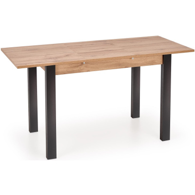 Jedáleský rozkladací stôl GINO dub wotan, nohy čierne 100-135x60 cm
