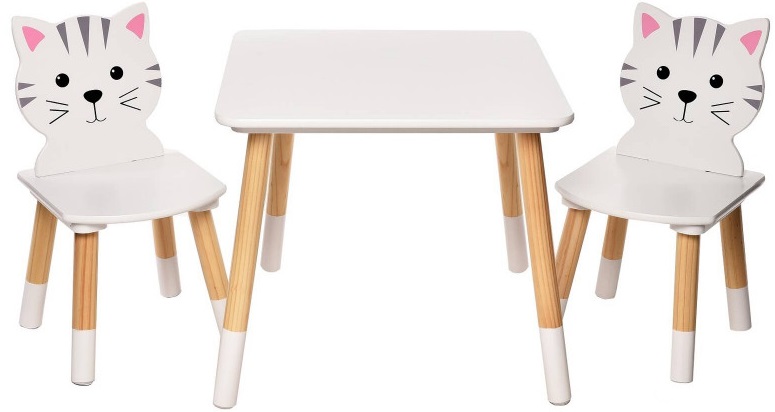 Levně BHome Dětský stůl s židlemi KOČIČKA