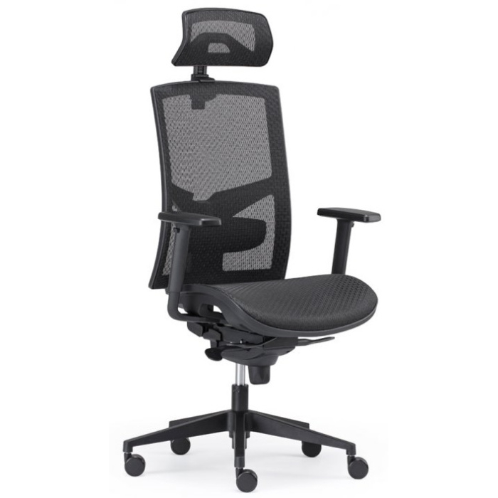 kancelářská židle GAME ŠÉF celosíťovaný s 3D podhlavníkem a područkami, BLACK 27