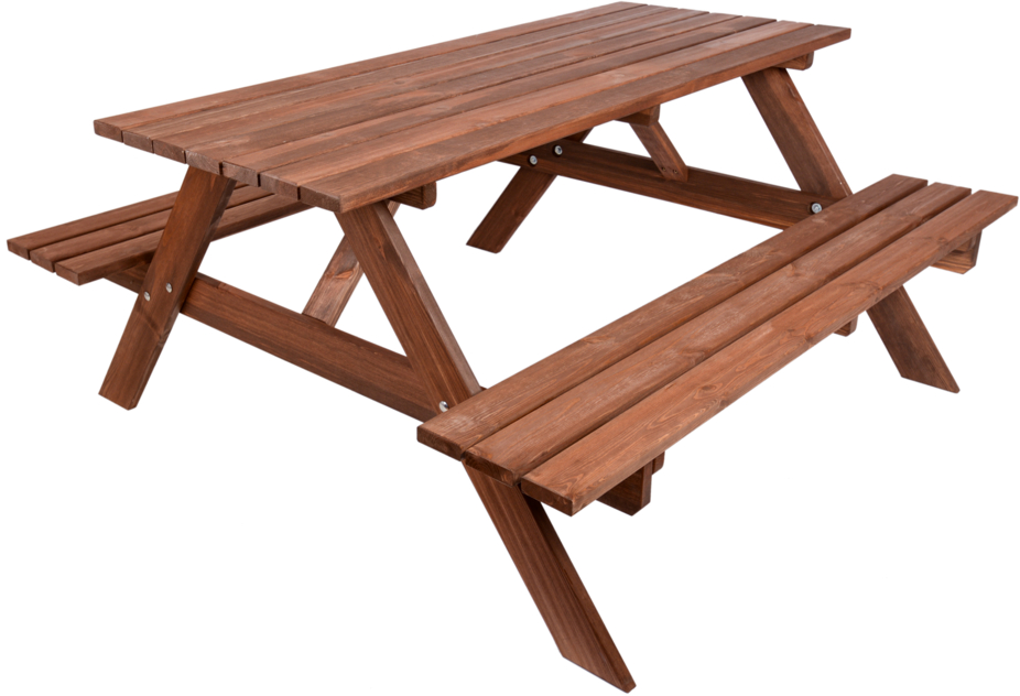 Zahradní dřevěný set PIKNIK se sklopnými lavičkami - 180 cm - mořený