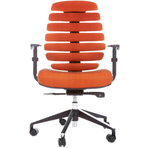 kancelárska stolička FISH BONES čierny plast,oranžová látka SH05 vzorkový kus v BRATISLAVE