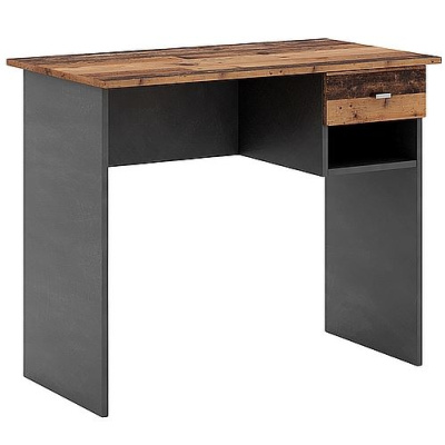 Písací stôl B-011 staré drevo / tmavo šedá