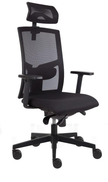 kancelářská židle GAME ŠÉF, T-synchro, sedák černá koženka