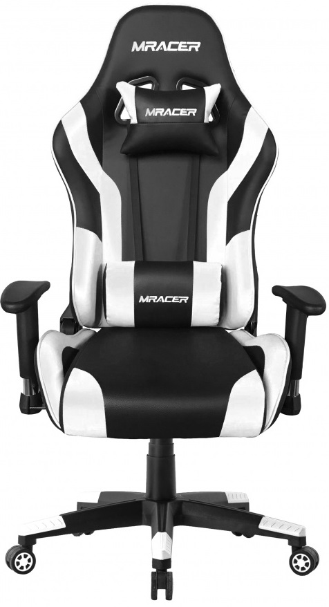 Levně MERCURY Herní židle MRacer koženka, černo-bílá, č. AOJ1684s