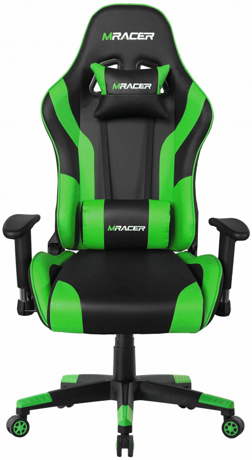 Herní židle MRacer koženka, černo-zelená, č. AOJ1700s gallery main image