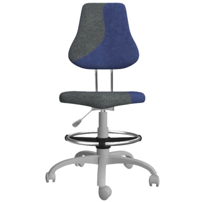 detská rastúca stolička FUXO S-line tmavo modrá-šedá + oporný kruh na nohy